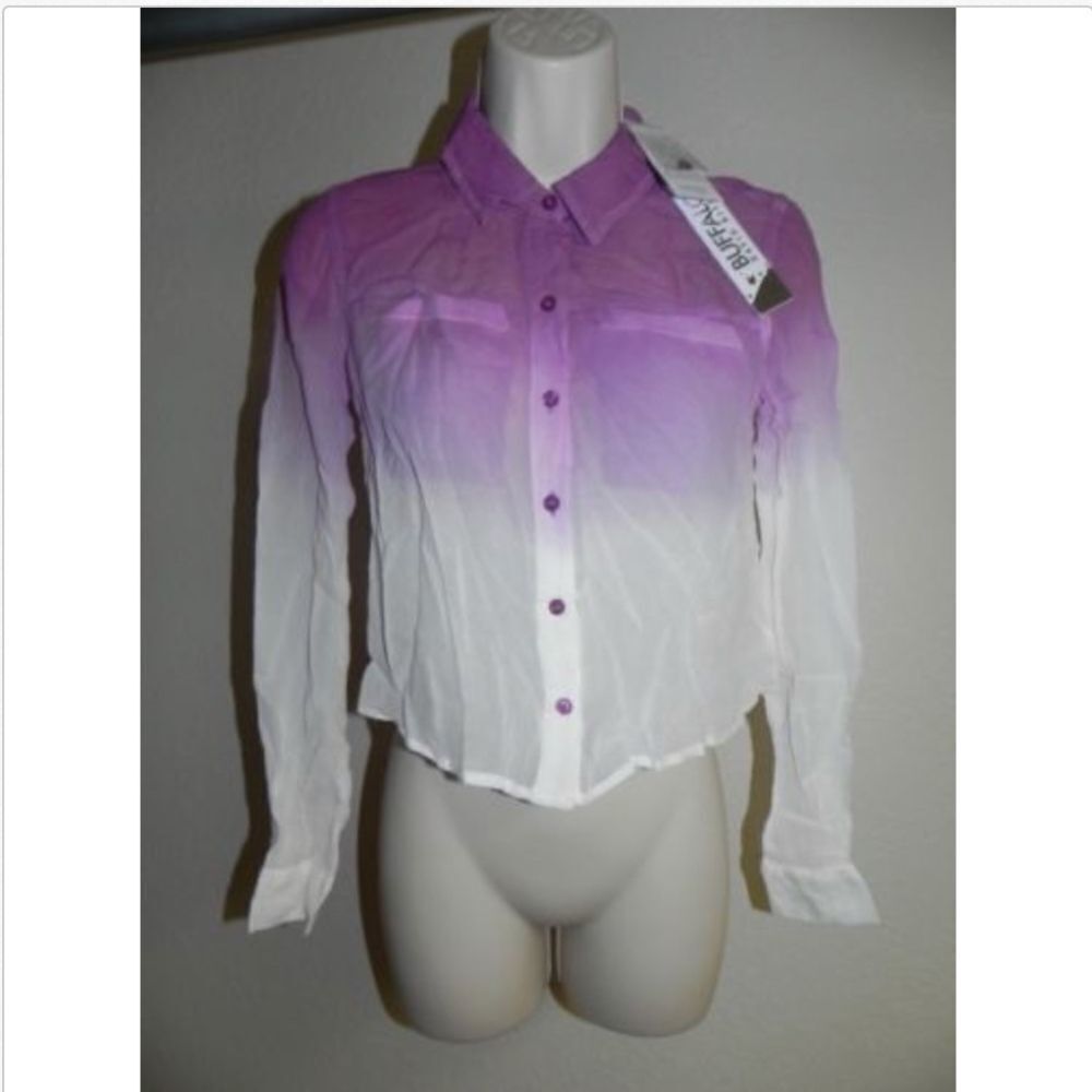 Buffalo David Bitton Blouse Mippy XS Crop Button Front NWT